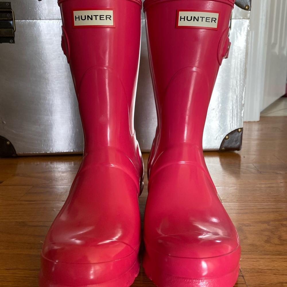 HUNTER Original Short Gloss Pink Rainboots